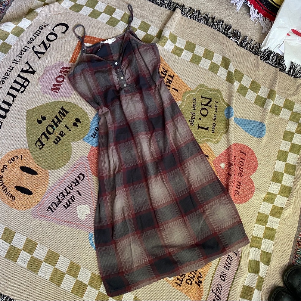 plaid grunge midi dress